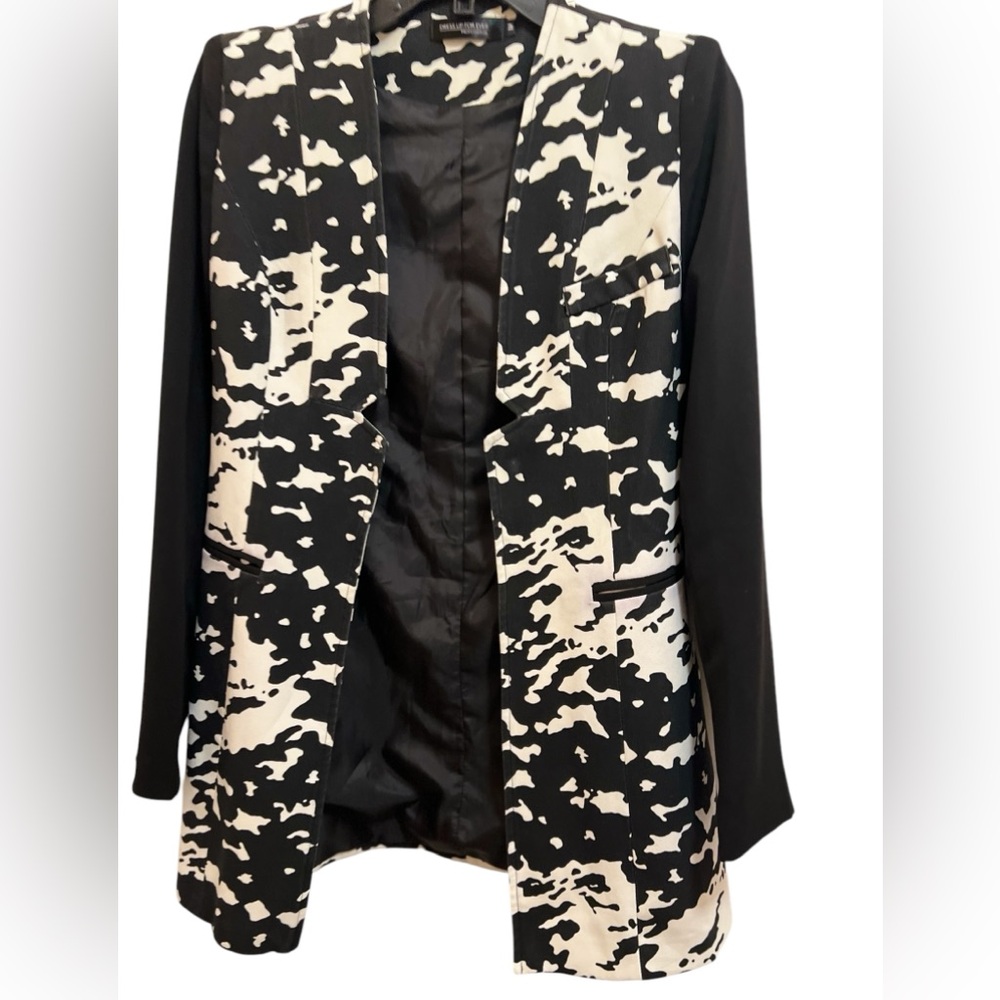 Dress Up For Ever Professional Women’s Black and White Cow Print Open Jacket